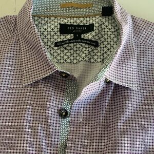 Ted Baker Men's Short Sleeve Shirt with Geometric Design Ted sz 5 = XL